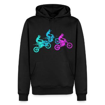 Motorrad Motocross Motorsport Geschenkidee - Männer Premium Bio Hoodie - Schwarz - Vorne - Nico (187cm)