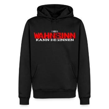 Wahnsinn - Männer Premium Bio Hoodie - Schwarz - Vorne - Nico (187cm)