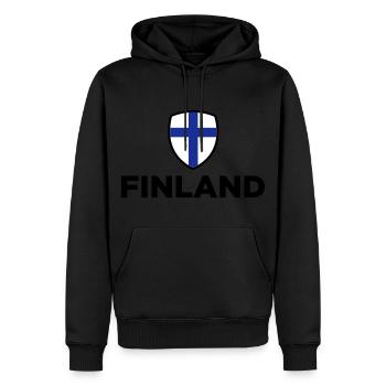 Finland Emblem Small 1 (3c, NEU) - Sweat à capuche Premium bio Homme - noir - Devant - Nico (187cm)