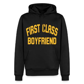 premier petit ami - Sweat à capuche Premium bio Homme - noir - Devant - Nico (187cm)