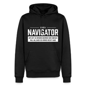 Ich bin Navigator - Männer Premium Bio Hoodie - Schwarz - Vorne - Nico (187cm)