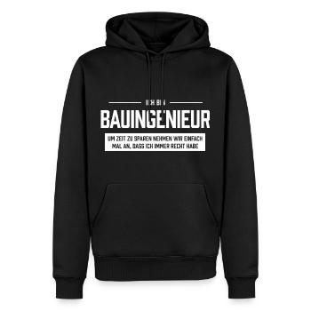 Ich bin Bauingeniuer - Männer Premium Bio Hoodie - Schwarz - Vorne - Nico (187cm)