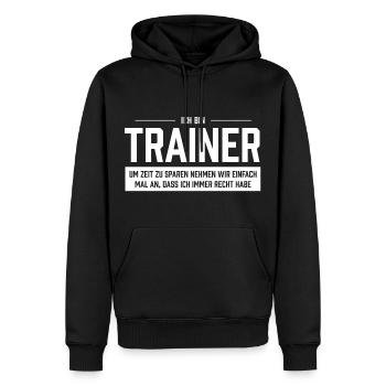 Ich bin Trainer - Männer Premium Bio Hoodie - Schwarz - Vorne - Nico (187cm)