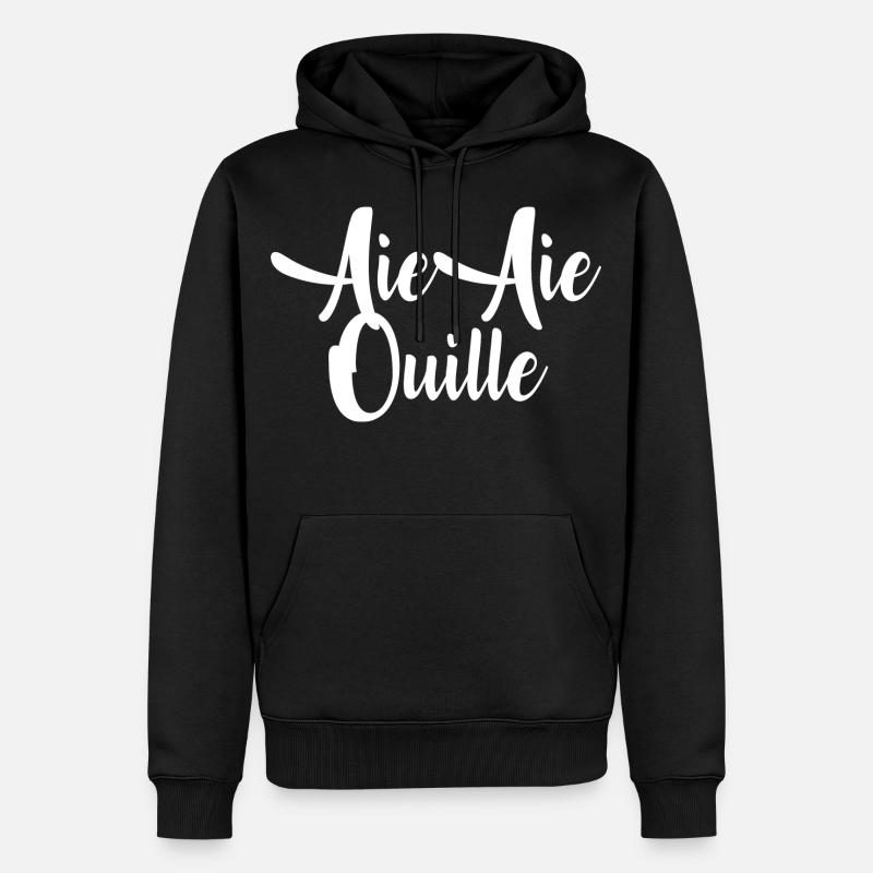 AieOuille - Sweat à capuche Premium bio Homme - noir