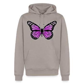 Schmetterling Violett - Männer Premium Bio Hoodie - Taupe - Vorne - Nico (187cm)