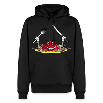 EVIL SPAGHETTI - Eat if you dare! - Männer Premium Bio Hoodie - Schwarz - Vorne - Nico (187cm)