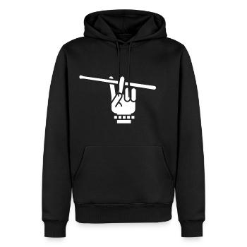 Drummer - Stick Trick - Männer Premium Bio Hoodie - Schwarz - Vorne - Nico (187cm)