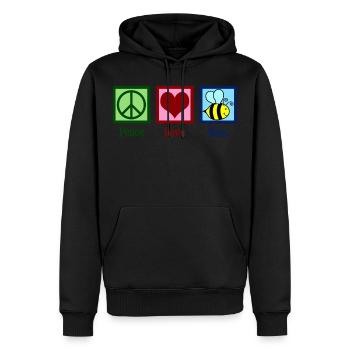 Peace Love Bees - Men’s Premium Organic Hoodie - black - Front - Nico (187cm)