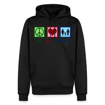 Peace Love Social Work - Men’s Premium Organic Hoodie - black - Front - Nico (187cm)