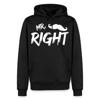 Mr Right mit Bart w - Männer Premium Bio Hoodie - Schwarz - Vorne - Nico (187cm)