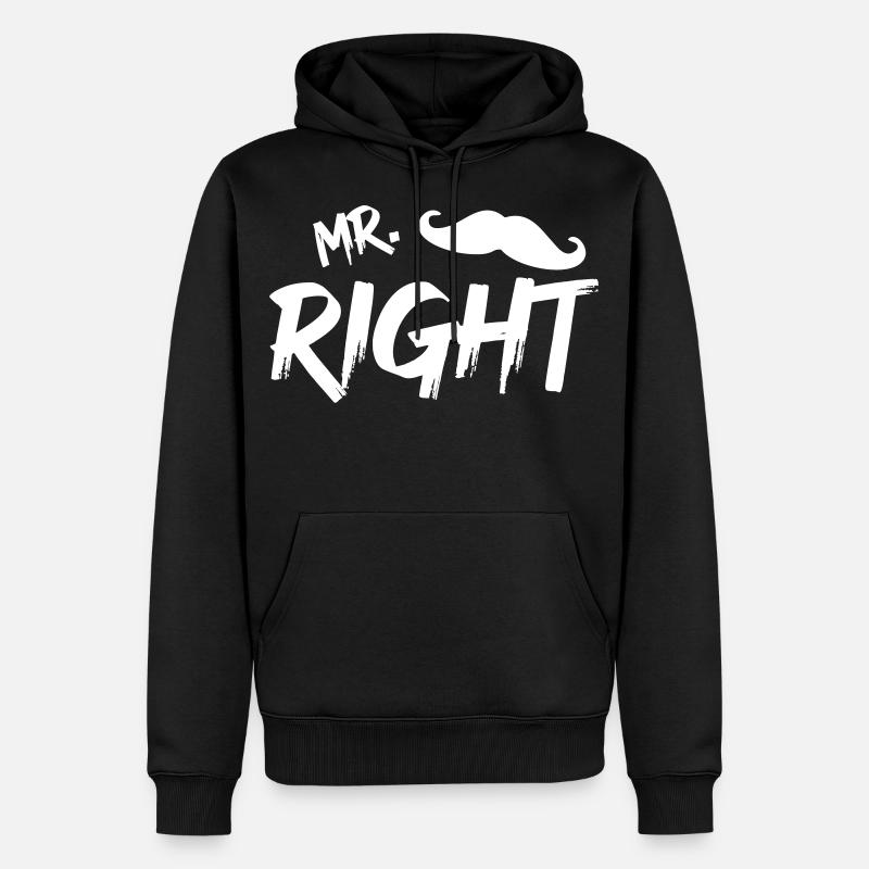 Mr Right mit Bart w - Männer Premium Bio Hoodie - Schwarz