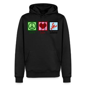 Peace Love Lobster - Men’s Premium Organic Hoodie - black - Front - Nico (187cm)
