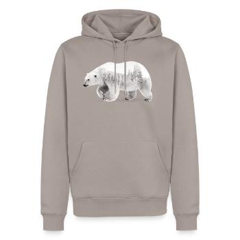 Ours arctique - Sweat à capuche Premium bio Homme - taupe - Devant - Nico (187cm)