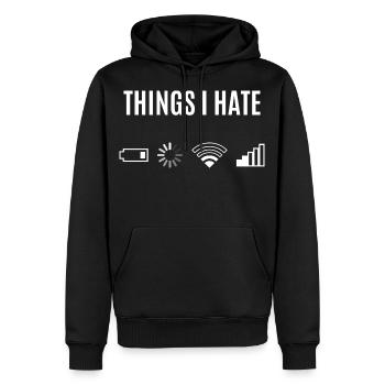 Things I Hate - Männer Premium Bio Hoodie - Schwarz - Vorne - Nico (187cm)