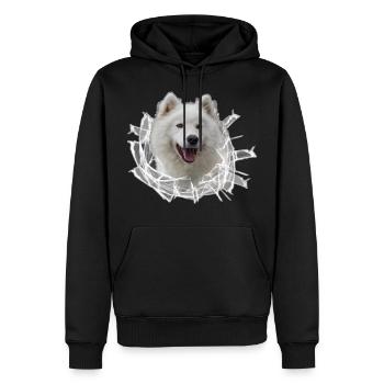 Samojede im Glasloch - Männer Premium Bio Hoodie - Schwarz - Vorne - Nico (187cm)