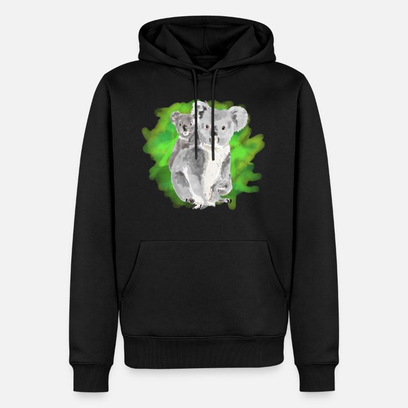 Koala - Männer Premium Bio Hoodie - Schwarz