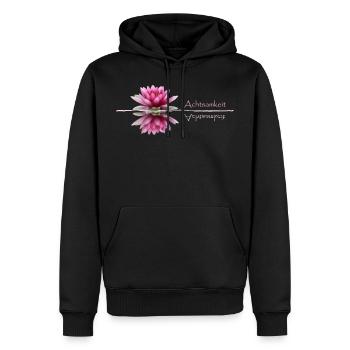 Achtsamkeit, Seerose - Männer Premium Bio Hoodie - Schwarz - Vorne - Nico (187cm)