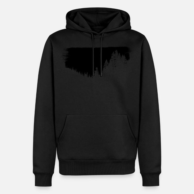 silhouette de sapins - Sweat à capuche Premium bio Homme - noir