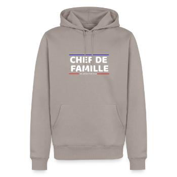 Chef de famille - Sweat à capuche Premium bio Homme - taupe - Devant - Nico (187cm)