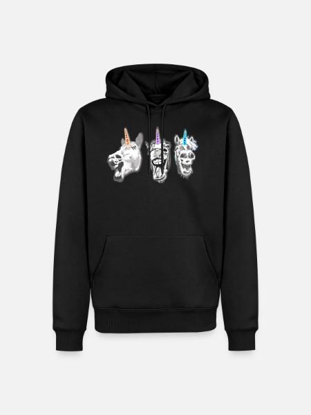 Lachende Einhörner - Männer Premium Bio Hoodie - Schwarz