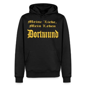 Dortmund Design - Männer Premium Bio Hoodie - Schwarz - Vorne - Nico (187cm)