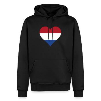 Pays-bas Hollande drapeau néerlandais drapeau coeur - Sweat à capuche Premium bio Homme - noir - Devant - Nico (187cm)