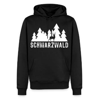 Schwarzwald Hirsch - Männer Premium Bio Hoodie - Schwarz - Vorne - Nico (187cm)