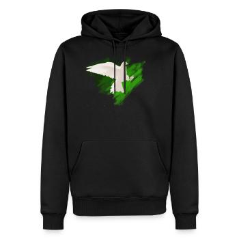 Weisse Taube mit verschiedenen Grüntönen - Männer Premium Bio Hoodie - Schwarz - Vorne - Nico (187cm)