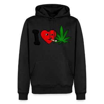 J’aime fumer de l’herbe - Sweat à capuche Premium bio Homme - noir - Devant - Nico (187cm)