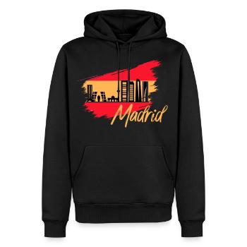 Skyline de drapeau espagne Madrid - Sweat à capuche Premium bio Homme - noir - Devant - Nico (187cm)