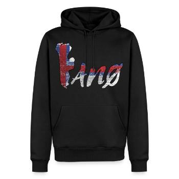 Fanoe vintage grunge motif - Men’s Premium Organic Hoodie - black - Front - Nico (187cm)