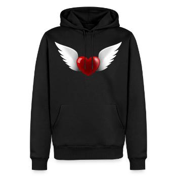 Coeur avec des ailes d'ange - Sweat à capuche Premium bio Homme - noir - Devant - Nico (187cm)