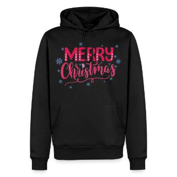 Frohe Weihnachten: Joyeux Noël - Sweat à capuche Premium bio Homme - noir - Devant - Nico (187cm)