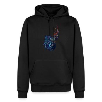 Wolf und Hirsch - Männer Premium Bio Hoodie - Schwarz - Vorne - Nico (187cm)