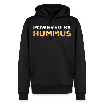 POWERED BY HUMMUS - Men’s Premium Organic Hoodie - black - Front - Nico (187cm)