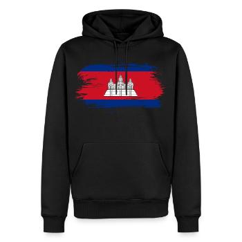 Drapeau du Cambodge drapeau - Sweat à capuche Premium bio Homme - noir - Devant - Nico (187cm)