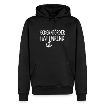 Eckernförder Hafenkind - Männer Premium Bio Hoodie - Schwarz - Vorne - Nico (187cm)