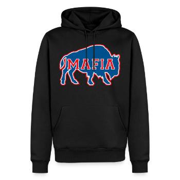 Bills Fan Mafia V - Football rétro vintage - Sweat à capuche Premium bio Homme - noir - Devant - Nico (187cm)