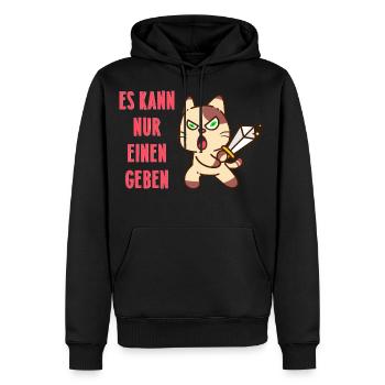 Es kann nur Einen geben Katze Movie Film Comic Fun - Männer Premium Bio Hoodie - Schwarz - Vorne - Nico (187cm)