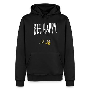 Bee happy Biene Imker Wespe Honig Spruch Bienen - Männer Premium Bio Hoodie - Schwarz - Vorne - Nico (187cm)