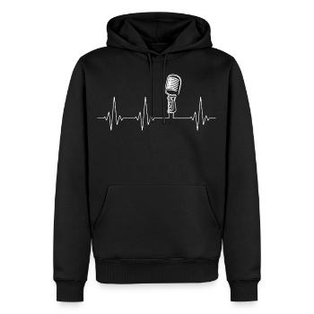 Sänger Mikrofon Herzschlag als Musiker Geschenk - Männer Premium Bio Hoodie - Schwarz - Vorne - Nico (187cm)
