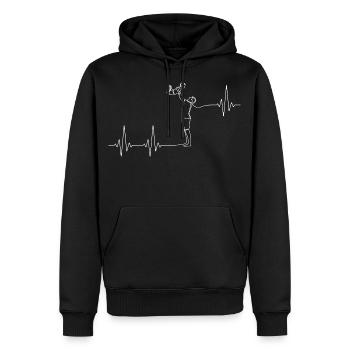 Papa und Kind spielen Herzschlag Vater spielt - Männer Premium Bio Hoodie - Schwarz - Vorne - Nico (187cm)