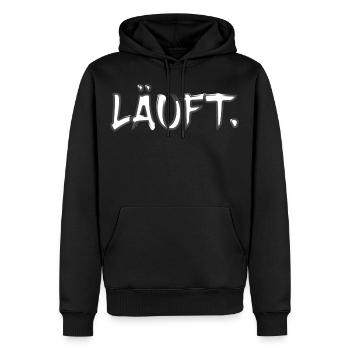 Läuft bei mir Joggen Training Fitness Marathon - Männer Premium Bio Hoodie - Schwarz - Vorne - Nico (187cm)