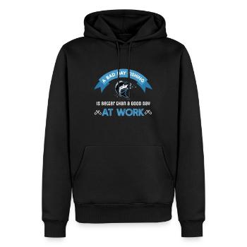 A bad day fishing is better than a googd day at wo - Männer Premium Bio Hoodie - Schwarz - Vorne - Nico (187cm)