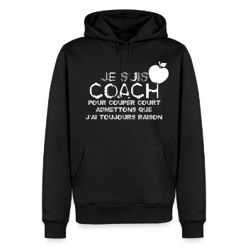 Je suis Coach - Sweat à capuche Premium bio Homme - noir - Devant - Nico (187cm)