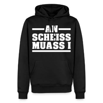 AN SCHEISS MUASS I - Männer Premium Bio Hoodie - Schwarz - Vorne - Nico (187cm)