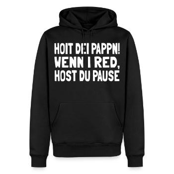 Hoit dei Pappn - Männer Premium Bio Hoodie - Schwarz - Vorne - Nico (187cm)