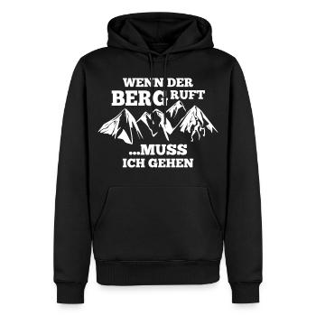 Wenn der Berg ruft... - Männer Premium Bio Hoodie - Schwarz - Vorne - Nico (187cm)