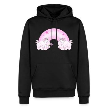 Licornes sur les nuages enamoured l'arc en ciel - Sweat à capuche Premium bio Homme - noir - Devant - Nico (187cm)