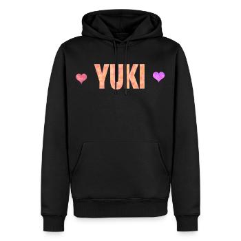 Yuki - Sweat à capuche Premium bio Homme - noir - Devant - Nico (187cm)